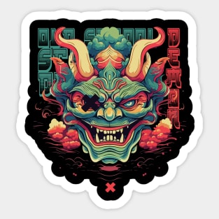 Green japanese demon Sticker